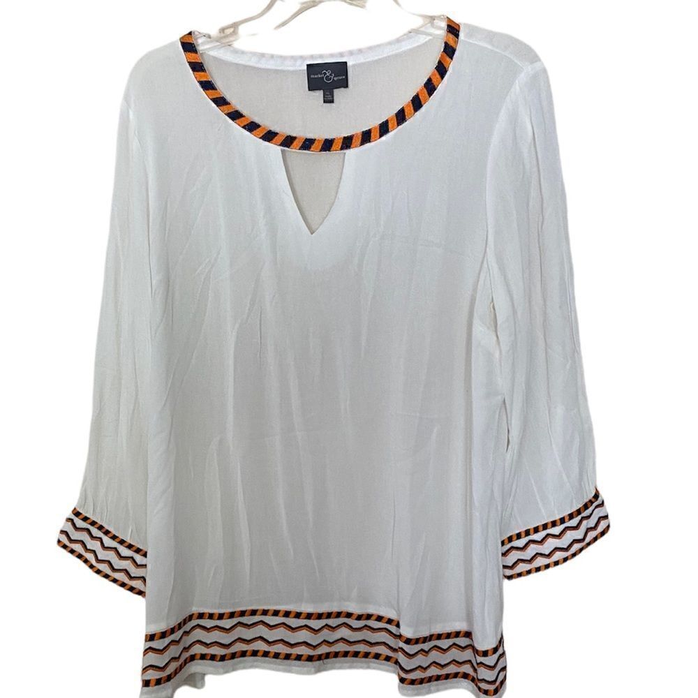 Market and spruce long sleeve embroidered tunic